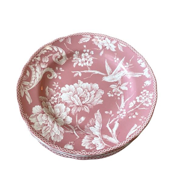 222 Fifth Adelaide Blush Porcelain Salad Plates 8.5in Floral Set of 4 New - Picture 7 of 16
